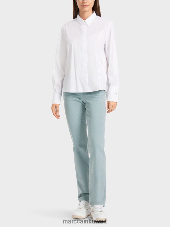 Marc Cain بلوزة قميص واسعة مع زين LVN0D6877 ملابس أبيض