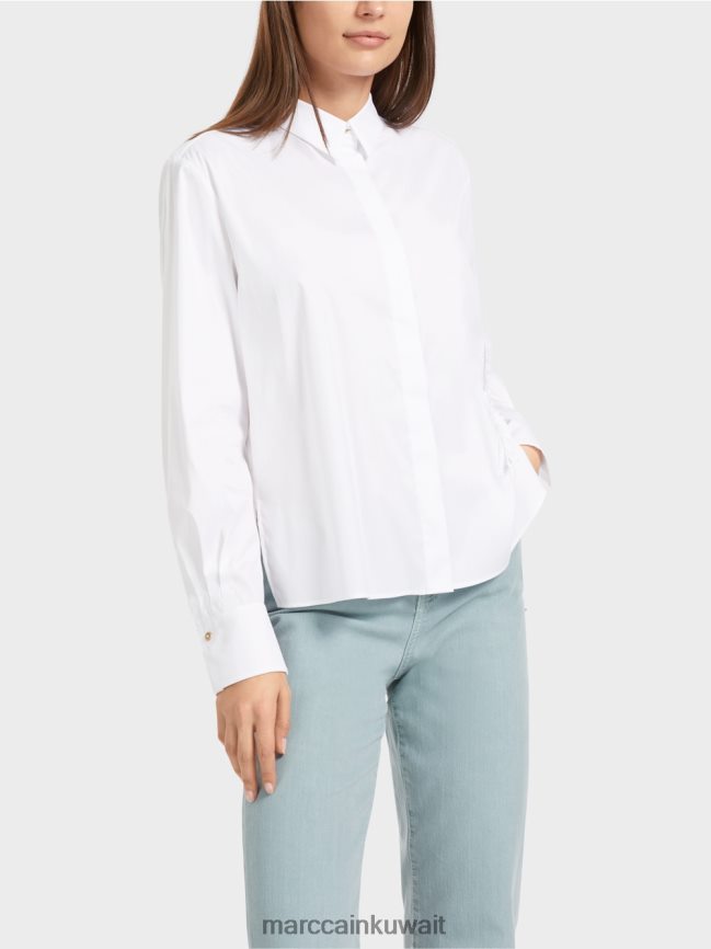 Marc Cain بلوزة قميص واسعة مع زين LVN0D6877 ملابس أبيض