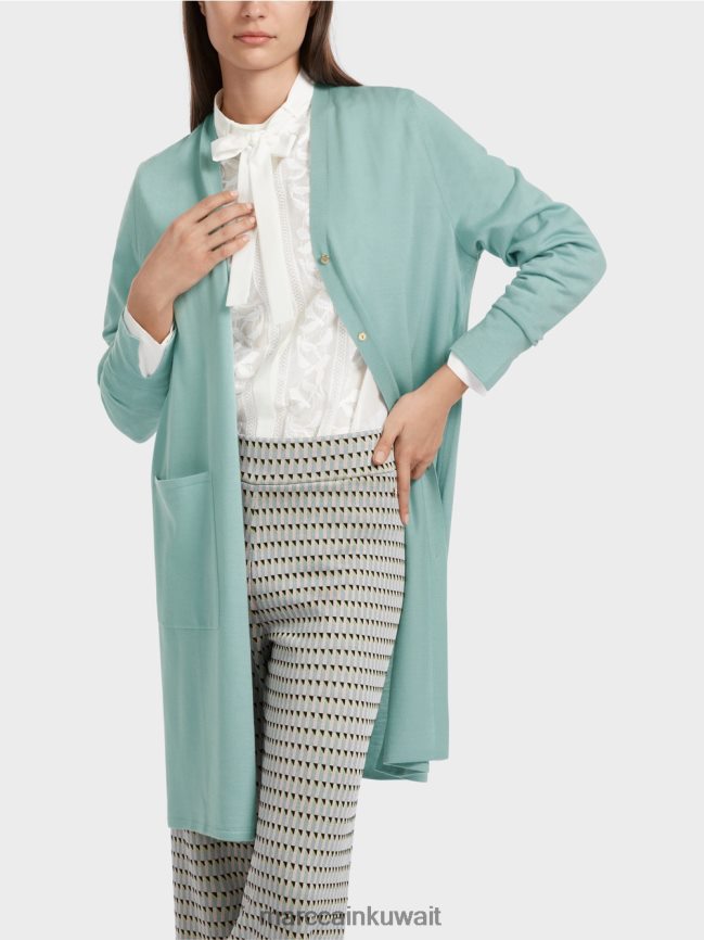 Marc Cain بلوزة أنيقة مع التطريز LVN0D6878 ملابس أبيض مصفر