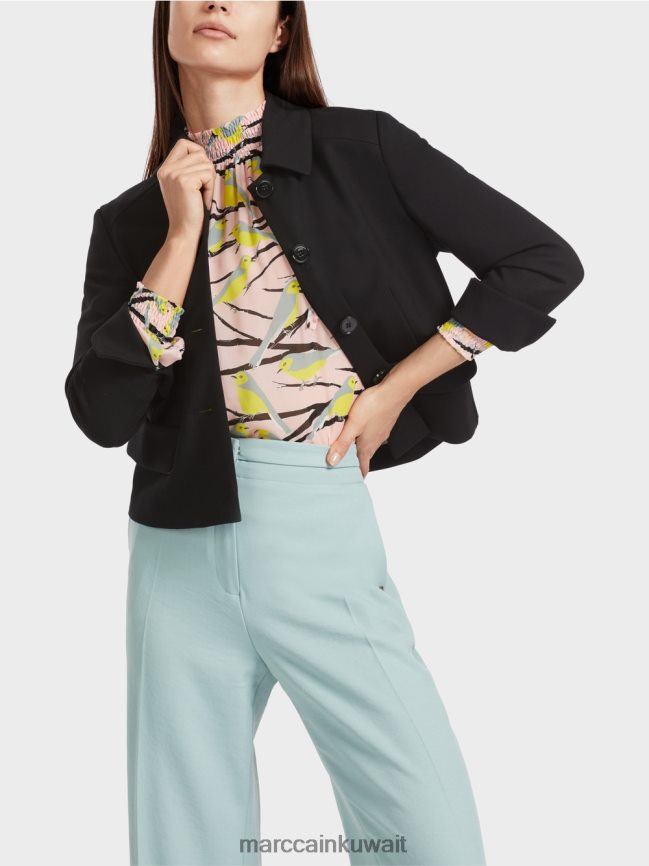 Marc Cain بلوزة مرحة بتصميم الطيور LVN0D6882 ملابس مسحوق وردي ناعم