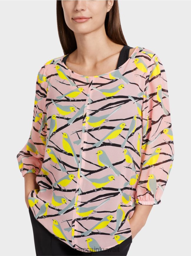 Marc Cain بلوزة خفيفة بتصميم طائر LVN0D6883 ملابس مسحوق وردي ناعم