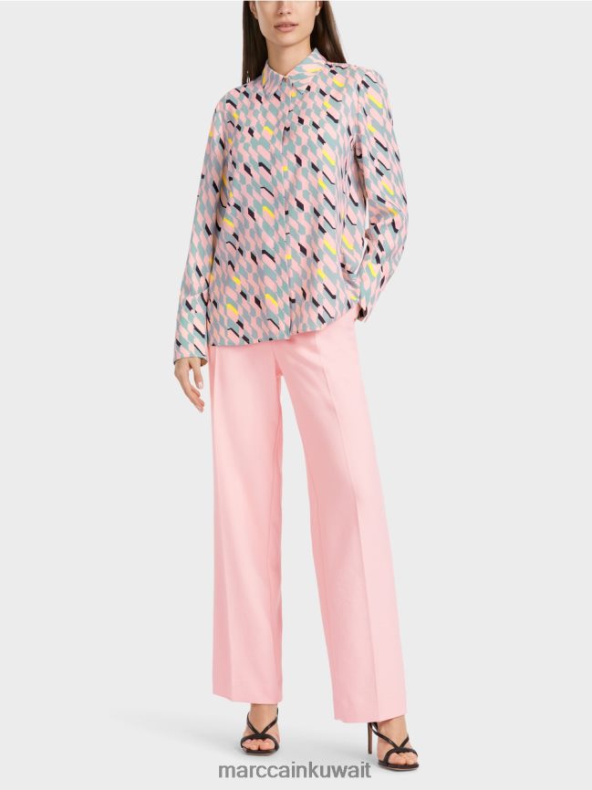 Marc Cain بلوزة مع التصميم الجرافيكي LVN0D6888 ملابس السماء الزرقاء الداكنة