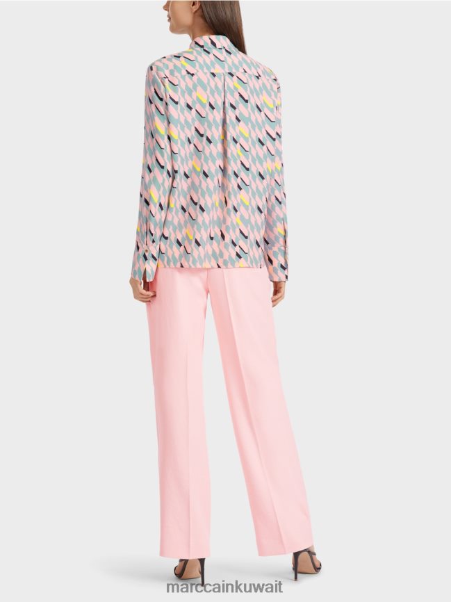 Marc Cain بلوزة مع التصميم الجرافيكي LVN0D6888 ملابس السماء الزرقاء الداكنة