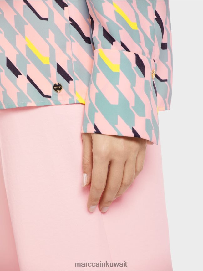 Marc Cain بلوزة مع التصميم الجرافيكي LVN0D6888 ملابس السماء الزرقاء الداكنة