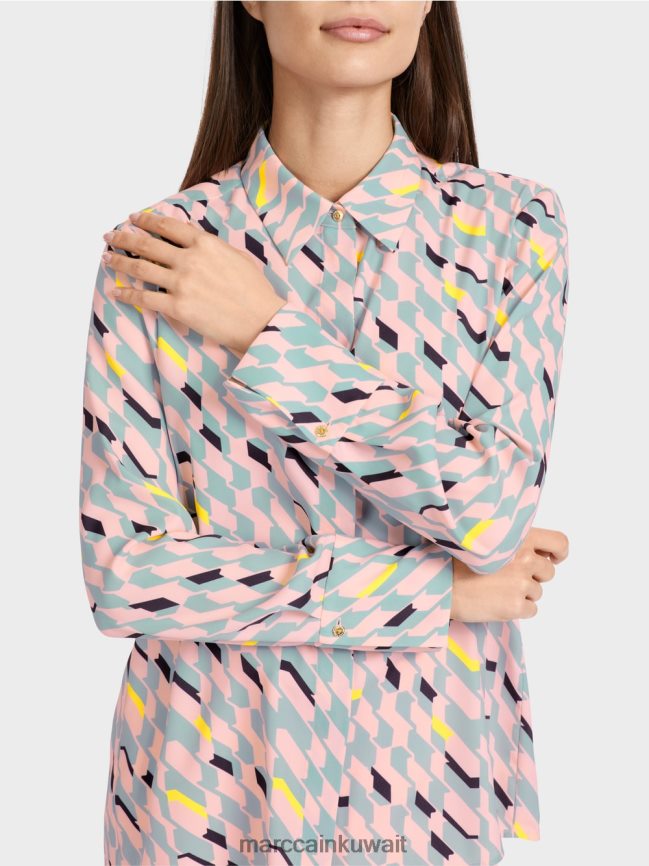 Marc Cain بلوزة مع التصميم الجرافيكي LVN0D6888 ملابس السماء الزرقاء الداكنة