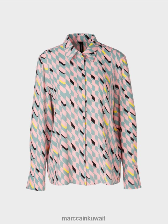 Marc Cain بلوزة مع التصميم الجرافيكي LVN0D6888 ملابس السماء الزرقاء الداكنة