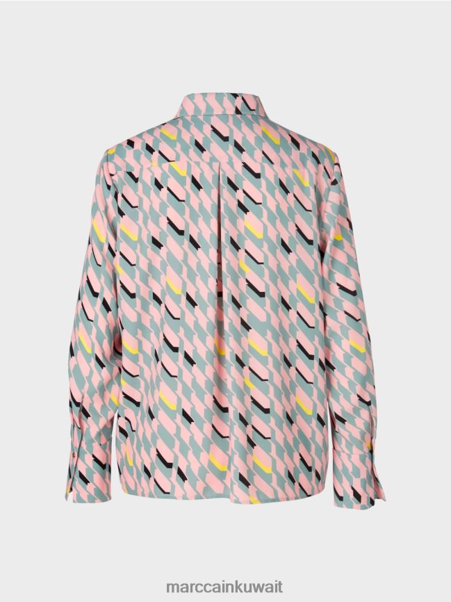 Marc Cain بلوزة مع التصميم الجرافيكي LVN0D6888 ملابس السماء الزرقاء الداكنة