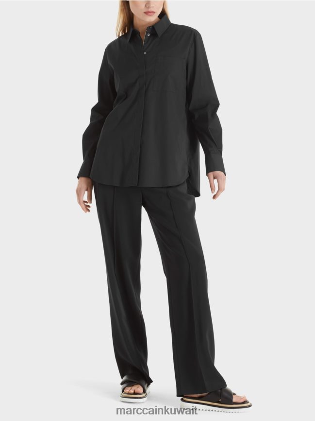 Marc Cain بلوزة قطن مطاطية LVN0D6893 ملابس أسود