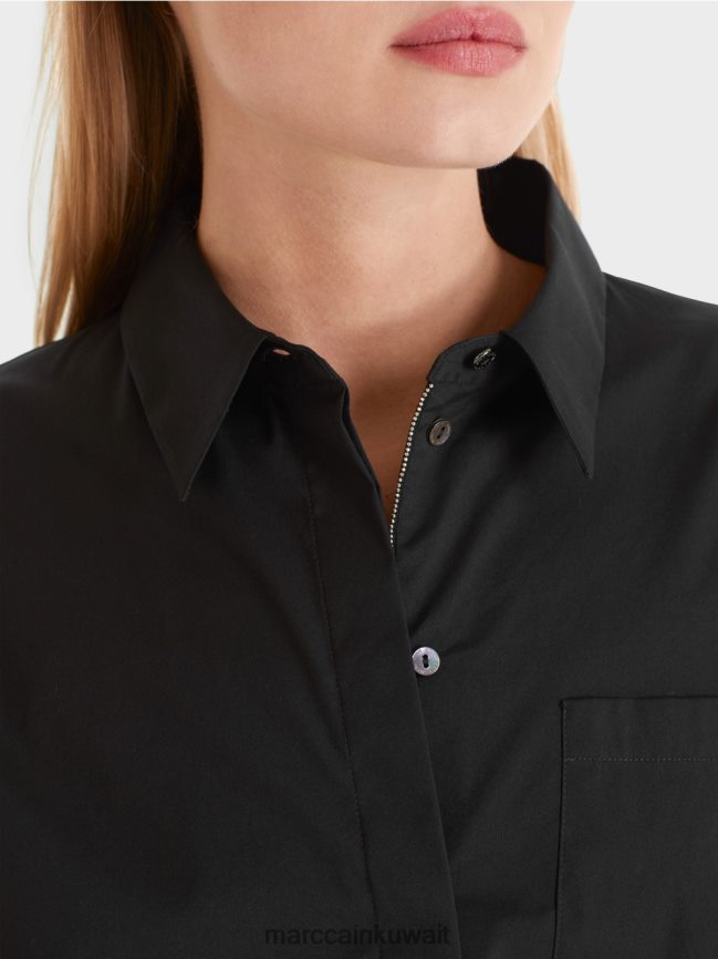 Marc Cain بلوزة قطن مطاطية LVN0D6893 ملابس أسود