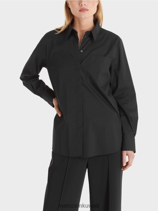 Marc Cain بلوزة قطن مطاطية LVN0D6893 ملابس أسود