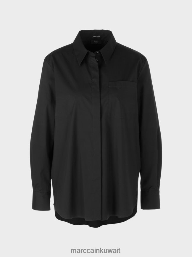 Marc Cain بلوزة قطن مطاطية LVN0D6893 ملابس أسود