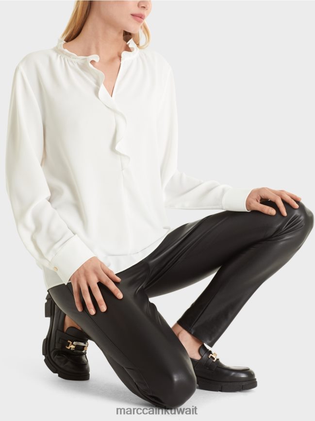 Marc Cain بلوزة متدفقة LVN0D6894 ملابس أبيض مصفر