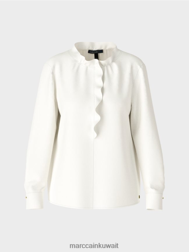 Marc Cain بلوزة متدفقة LVN0D6894 ملابس أبيض مصفر