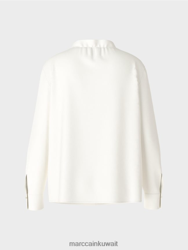 Marc Cain بلوزة متدفقة LVN0D6894 ملابس أبيض مصفر