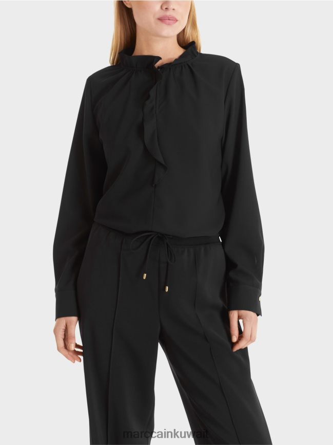 Marc Cain بلوزة متدفقة LVN0D6895 ملابس أسود