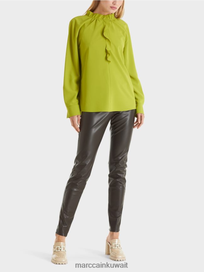 Marc Cain بلوزة متدفقة LVN0D6901 ملابس زيتون أخضر ساطع