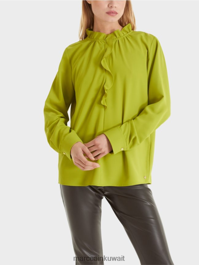 Marc Cain بلوزة متدفقة LVN0D6901 ملابس زيتون أخضر ساطع
