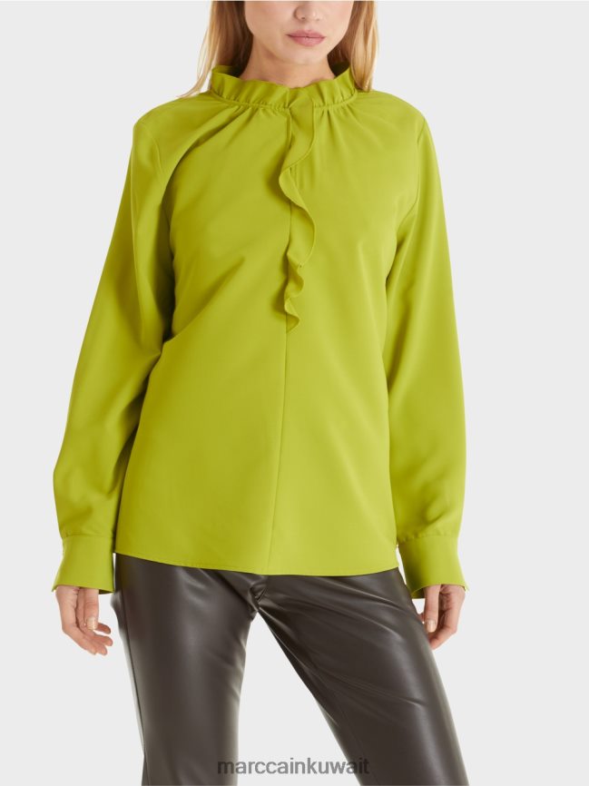 Marc Cain بلوزة متدفقة LVN0D6901 ملابس زيتون أخضر ساطع