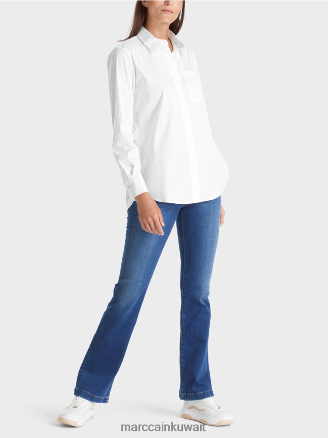 Marc Cain بلوزة قطن مطاطية LVN0D6902 ملابس أبيض