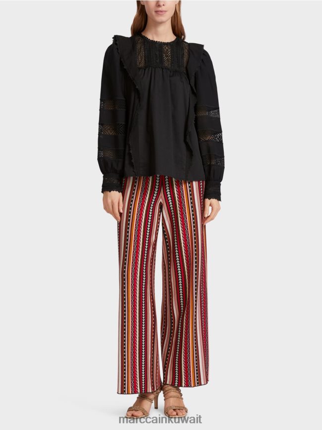 Marc Cain بلوزة مستوحاة من العرقية LVN0D6908 ملابس أسود