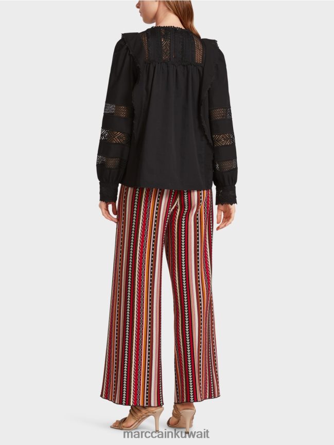 Marc Cain بلوزة مستوحاة من العرقية LVN0D6908 ملابس أسود