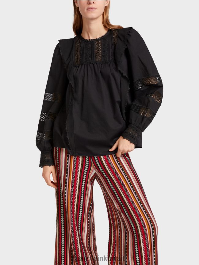 Marc Cain بلوزة مستوحاة من العرقية LVN0D6908 ملابس أسود