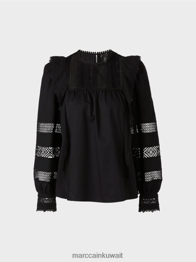 Marc Cain بلوزة مستوحاة من العرقية LVN0D6908 ملابس أسود