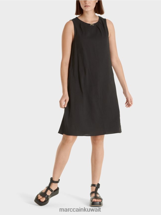 Marc Cain فستان مزيج الكتان LVN0D691 ملابس أسود
