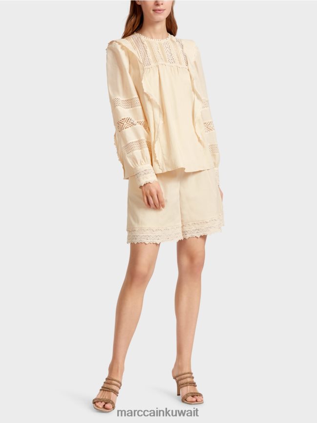 Marc Cain بلوزة مستوحاة من العرقية LVN0D6911 ملابس كريمة