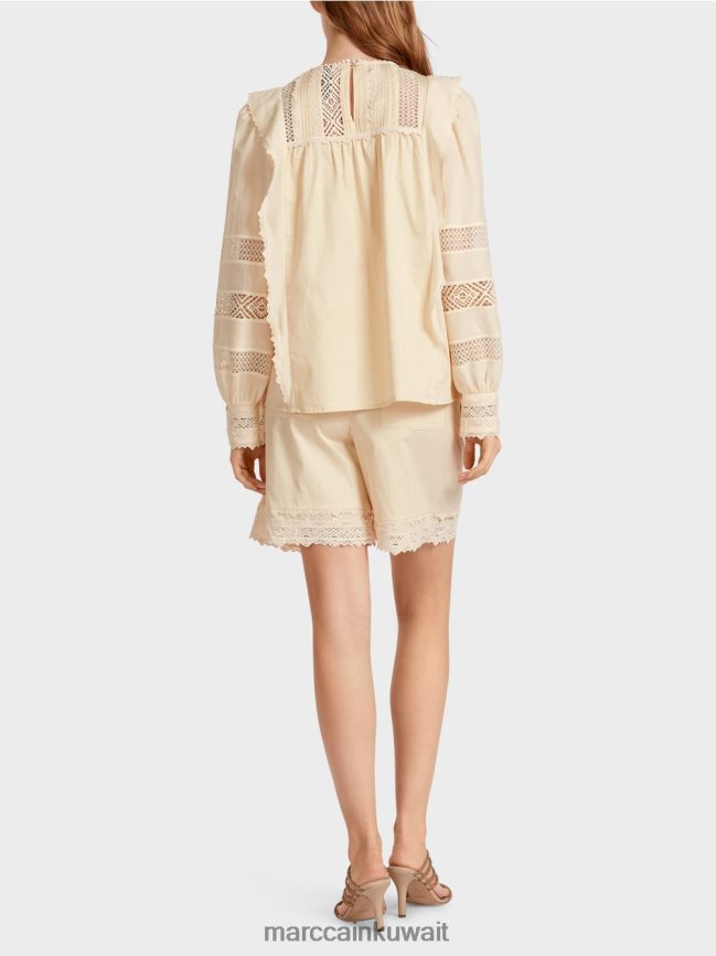 Marc Cain بلوزة مستوحاة من العرقية LVN0D6911 ملابس كريمة