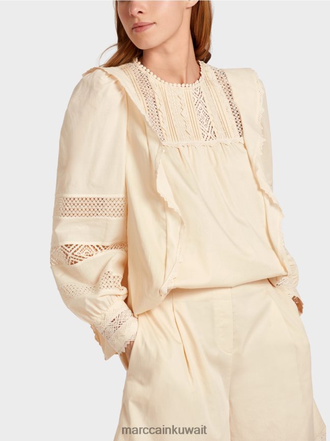Marc Cain بلوزة مستوحاة من العرقية LVN0D6911 ملابس كريمة