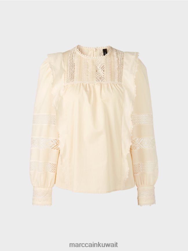 Marc Cain بلوزة مستوحاة من العرقية LVN0D6911 ملابس كريمة
