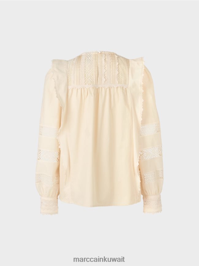 Marc Cain بلوزة مستوحاة من العرقية LVN0D6911 ملابس كريمة