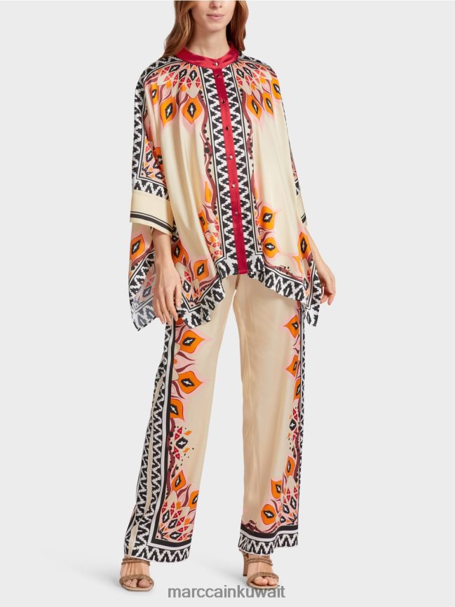 Marc Cain بلوزة بأسلوب المعطف LVN0D6914 ملابس أحمر عميق