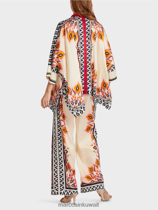 Marc Cain بلوزة بأسلوب المعطف LVN0D6914 ملابس أحمر عميق