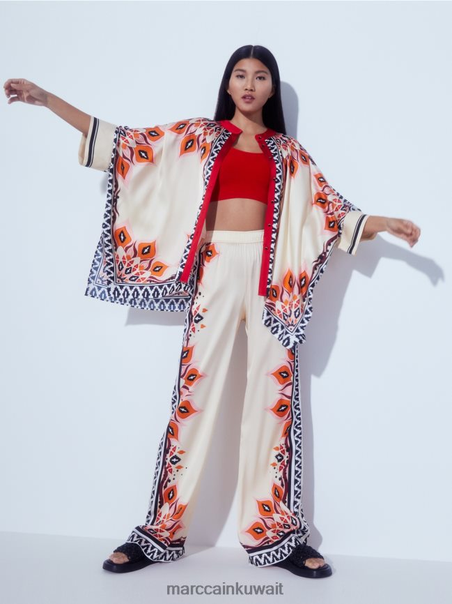 Marc Cain بلوزة بأسلوب المعطف LVN0D6914 ملابس أحمر عميق