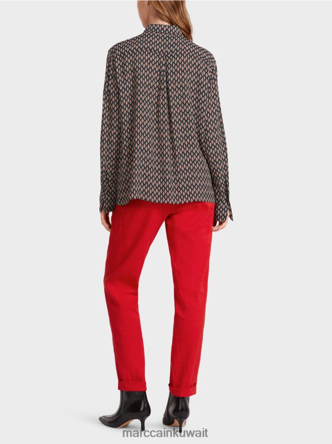 Marc Cain بلوزة من الفيسكوز مع طباعة كاملة LVN0D6920 ملابس أسود