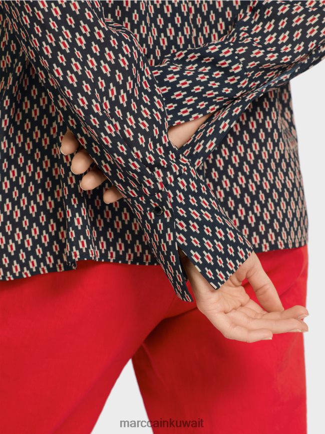 Marc Cain بلوزة من الفيسكوز مع طباعة كاملة LVN0D6920 ملابس أسود