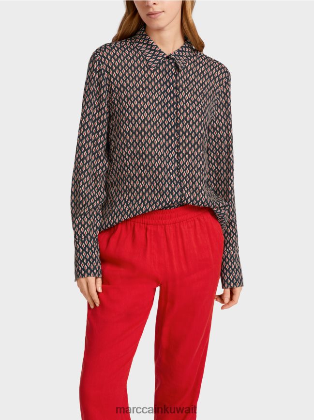 Marc Cain بلوزة من الفيسكوز مع طباعة كاملة LVN0D6920 ملابس أسود