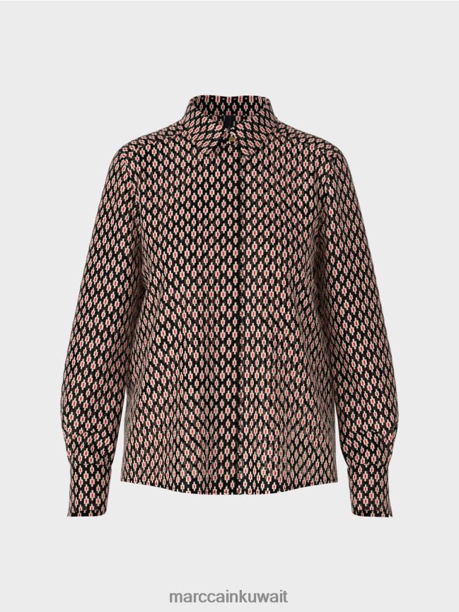 Marc Cain بلوزة من الفيسكوز مع طباعة كاملة LVN0D6920 ملابس أسود