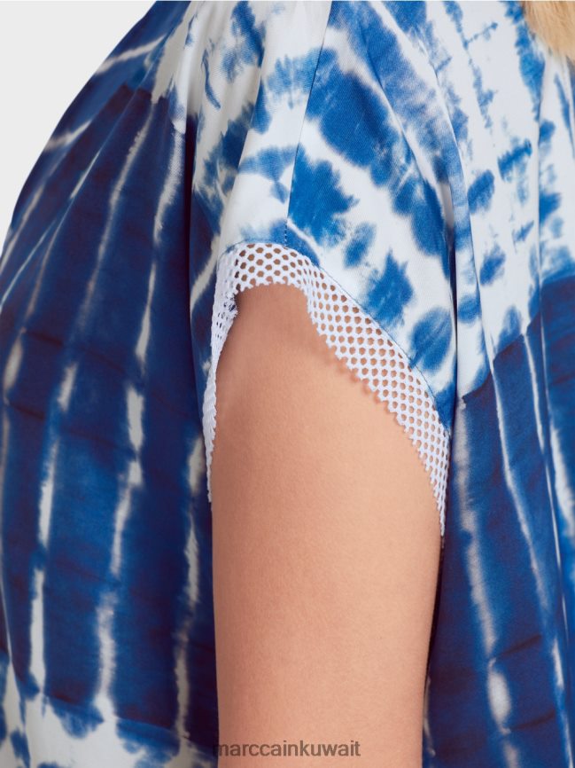 Marc Cain بلوزة الباتيك بتصميم مخطط LVN0D6921 ملابس منتصف الليل الأزرق