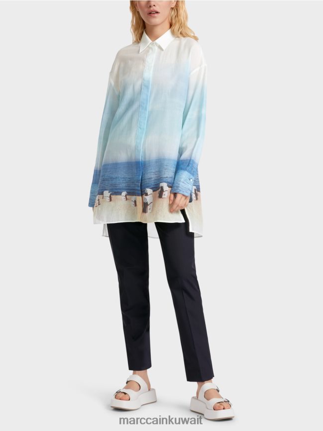 Marc Cain بلوزة أنيقة بمحتوى الحرير LVN0D6923 ملابس أزور