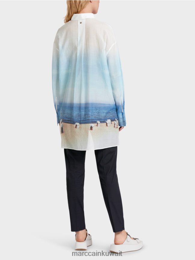 Marc Cain بلوزة أنيقة بمحتوى الحرير LVN0D6923 ملابس أزور