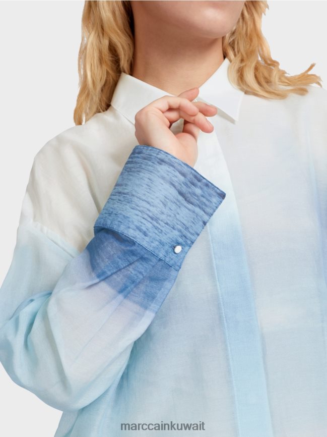 Marc Cain بلوزة أنيقة بمحتوى الحرير LVN0D6923 ملابس أزور