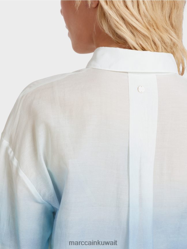 Marc Cain بلوزة أنيقة بمحتوى الحرير LVN0D6923 ملابس أزور