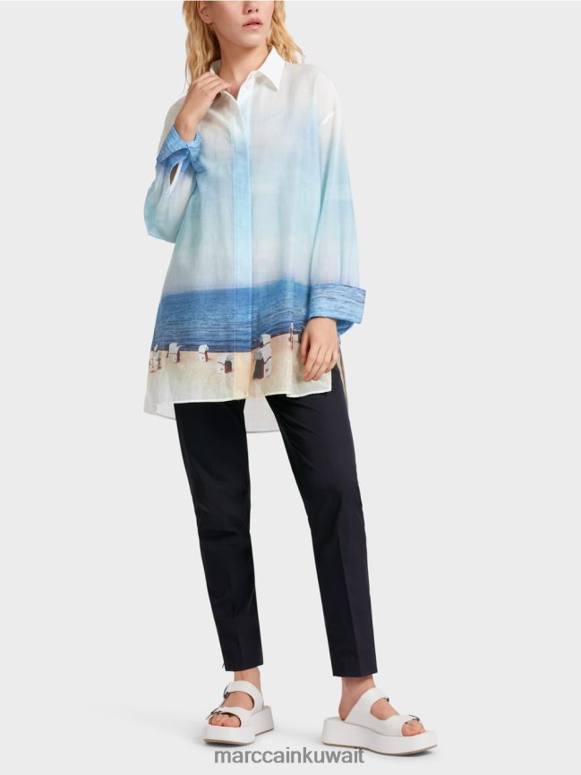 Marc Cain بلوزة أنيقة بمحتوى الحرير LVN0D6923 ملابس أزور