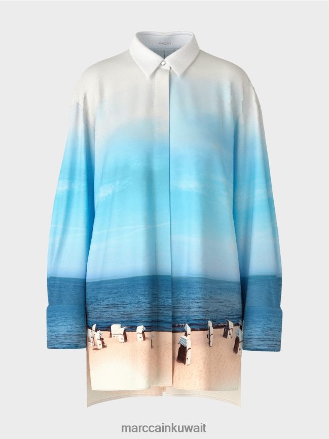 Marc Cain بلوزة أنيقة بمحتوى الحرير LVN0D6923 ملابس أزور