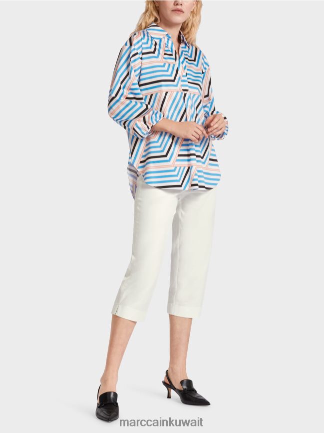 Marc Cain بلوزة مخططة مرحة LVN0D6924 ملابس أزور