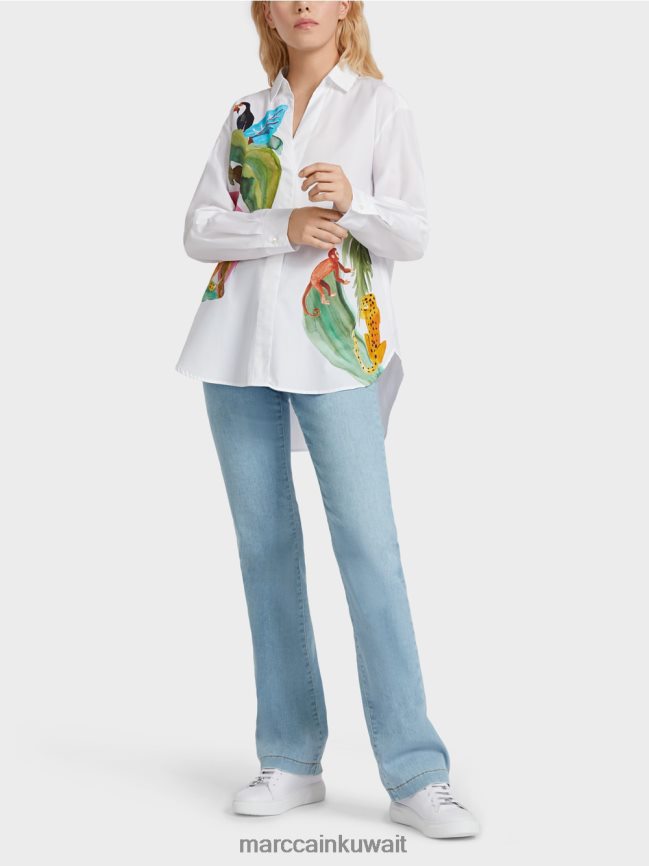 Marc Cain بلوزة قميص مع طباعة موضوعة LVN0D6925 ملابس أبيض