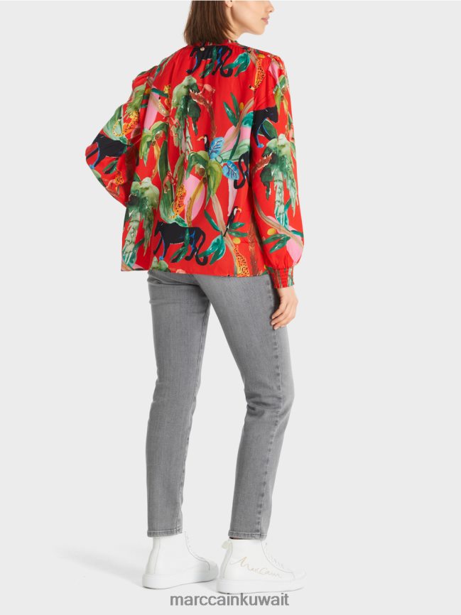 Marc Cain بلوزة بطبعة غابة LVN0D6926 ملابس النار الحمراء